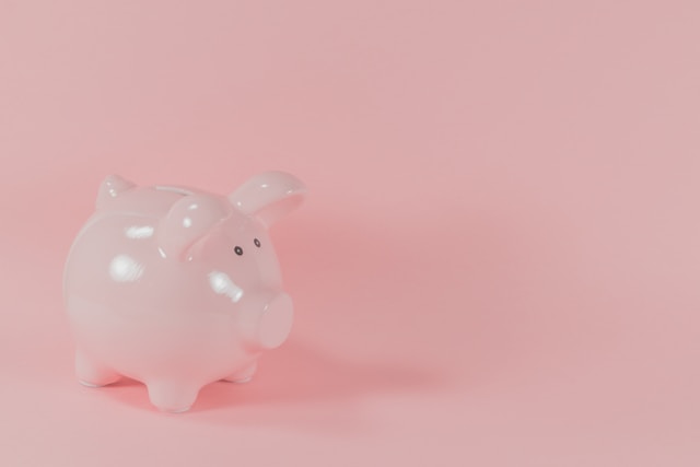 A tiny little pink piggy bank. 